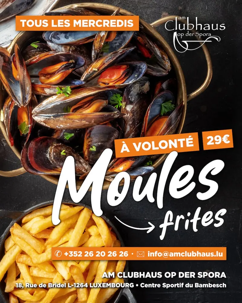 Moules Frites À VOLONTÉ • Am Clubhaus op der Spora Luxembourg