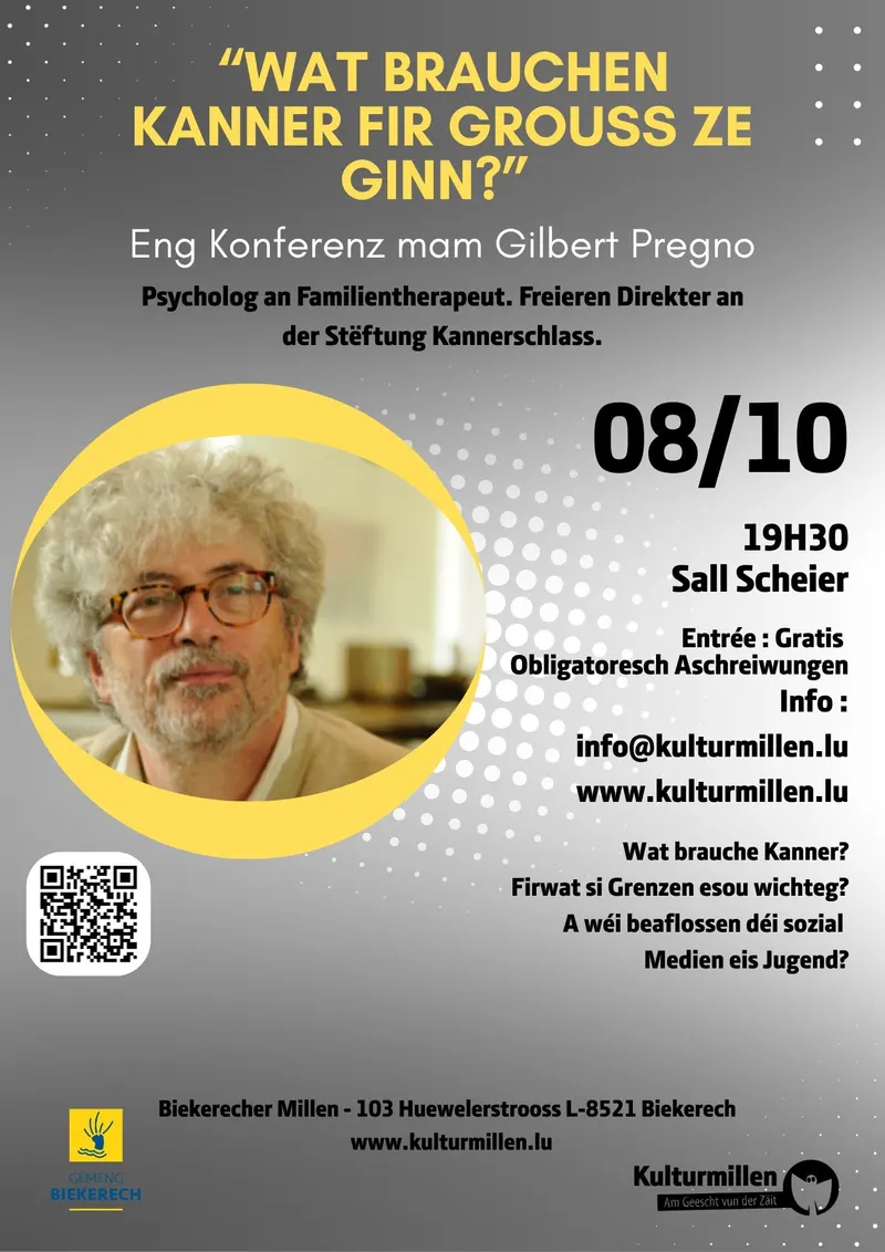 "Wat brauchen Kanner fir grousse ze ginn?" Konferenz mam Gilbert Pregno