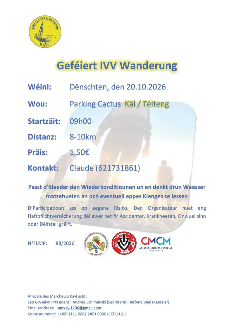 Käl/Téiteng (Amicale des Marcheurs Kayl) FLMP IVV geféiert Wanderung